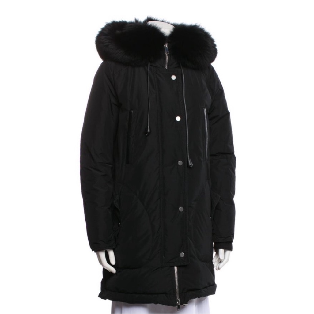 Women's Black Fur-Trimmed Parka